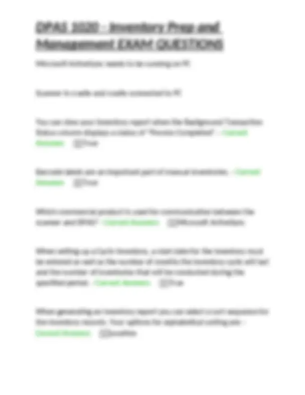 DPAS 1020 - Inventory Prep and Management Exam Questions | Exams ...