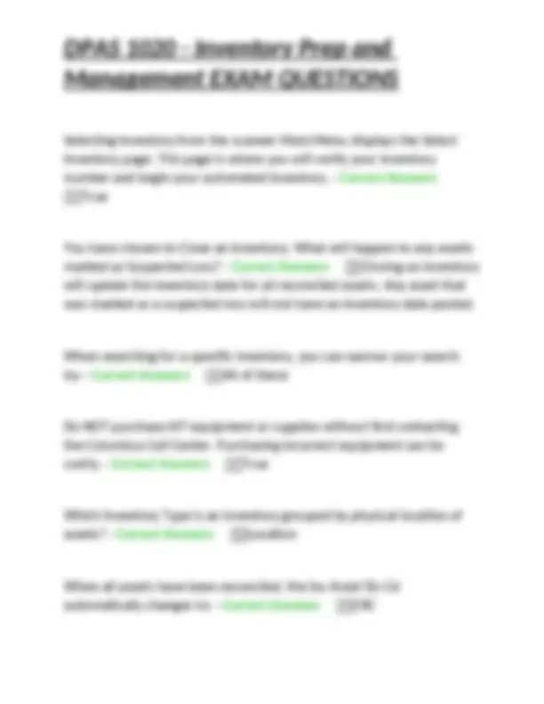 DPAS 1020 - Inventory Prep and Management Exam Questions | Exams ...