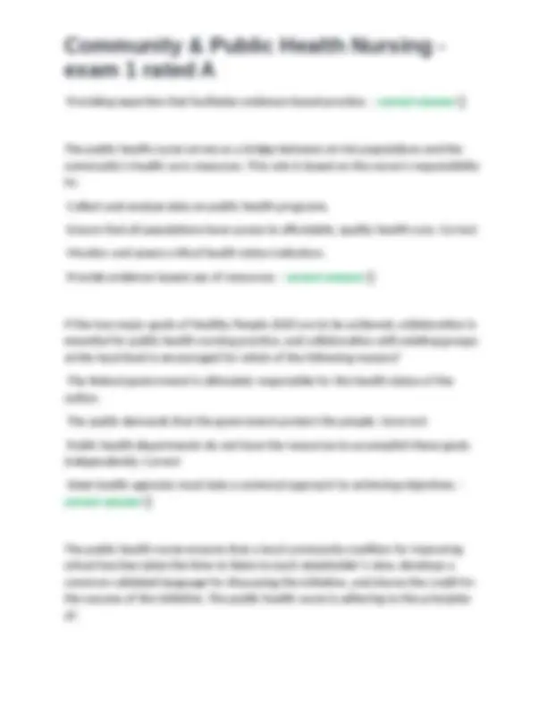 Community & Public Health Nursing Exam 1: Multiple Choice Questions and ...