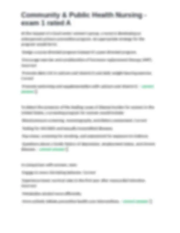 Community & Public Health Nursing Exam 1: Multiple Choice Questions and ...