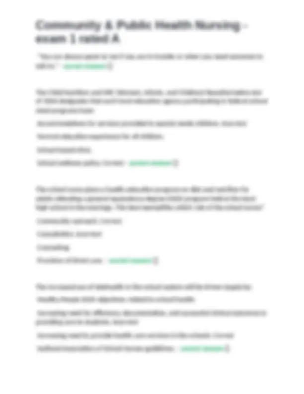 Community & Public Health Nursing Exam 1: Multiple Choice Questions and ...