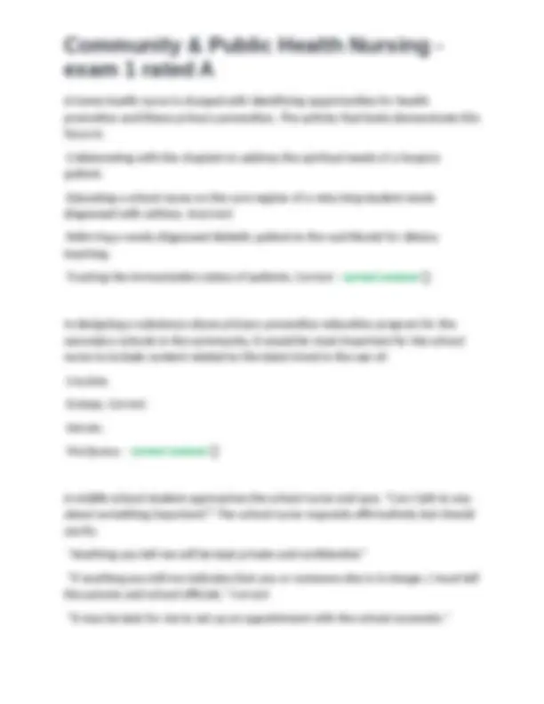 Community & Public Health Nursing Exam 1: Multiple Choice Questions and ...