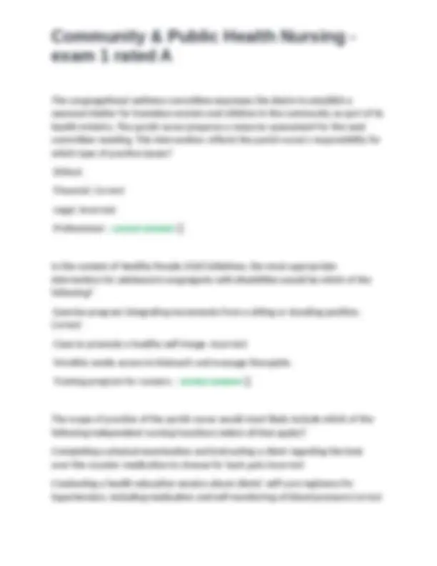 Community & Public Health Nursing Exam 1: Multiple Choice Questions and ...