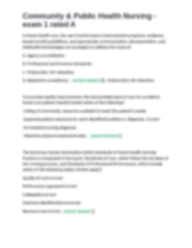 Community & Public Health Nursing Exam 1: Multiple Choice Questions and ...