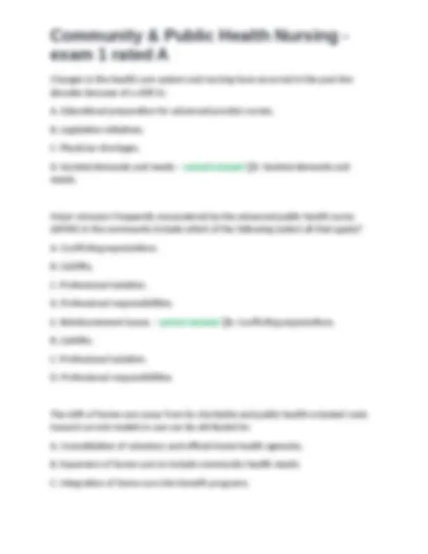 Community & Public Health Nursing Exam 1: Multiple Choice Questions and ...