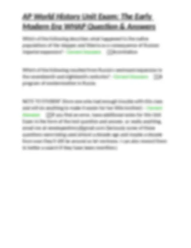 AP World History Unit Exam: The Early Modern Era WHAP Questions ...