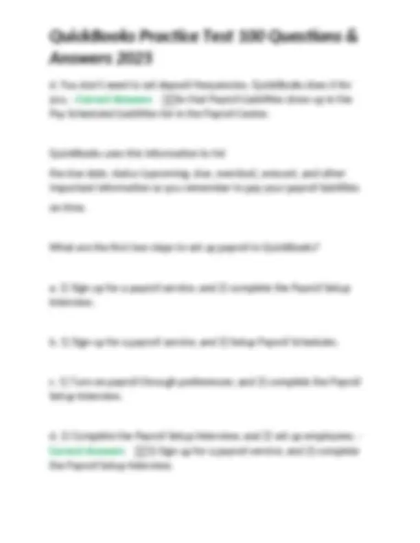 Quickbooks Practice Set QuickBooks Practice Test: 100 Questions & Answers 2025 | Exams Nursing ...