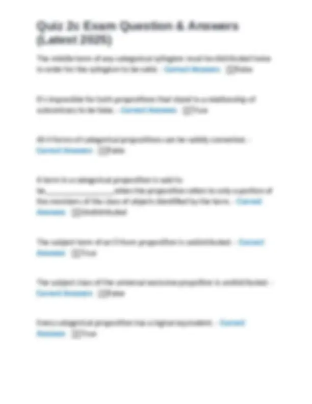 Quiz 2c Exam Question & Answers (Latest 2025): Logic and Categorical ...