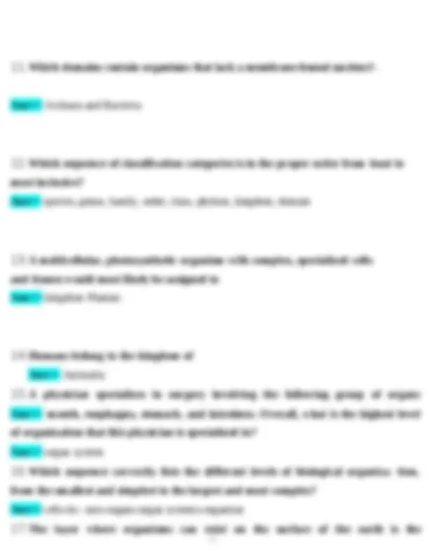Straighterline - Bio 101 Final Exam Study Guide Questions and Answers ...