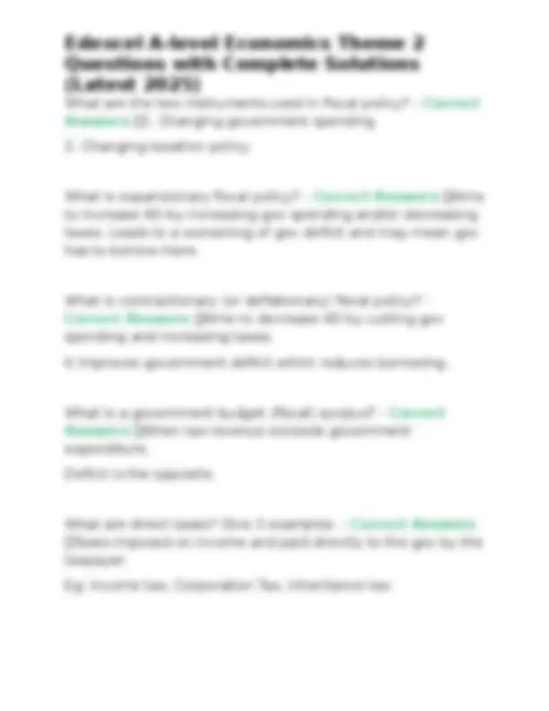 Edexcel A-level Economics Theme 2 Questions with Complete Solutions ...