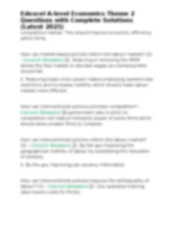 Edexcel A-level Economics Theme 2 Questions with Complete Solutions ...