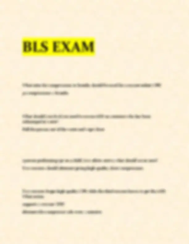 BLS Exam Test Bank 2025 Latest Update Questions Included (actual exam ...