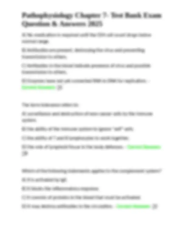 Pathophysiology Chapter 7 Test Bank Exam: Multiple Choice Questions and ...