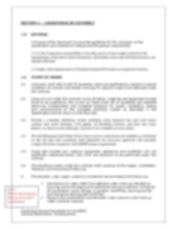 TECHNICAL SPECIFICATIONS FOR PLUMBING WORKS | Exams Public Health | Docsity