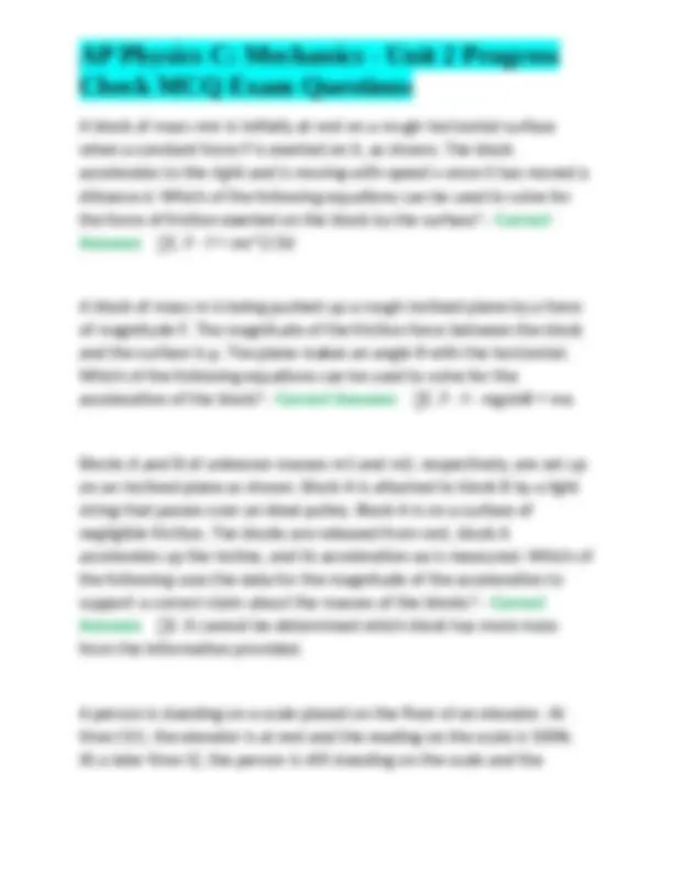 AP Physics C: Mechanics - Unit 2 Progress Check MCQ Exam Questions ...