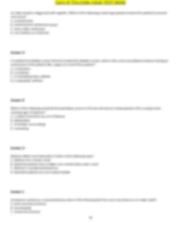 Care of the Older Adult: Test Bank with Multiple Choice Questions and ...
