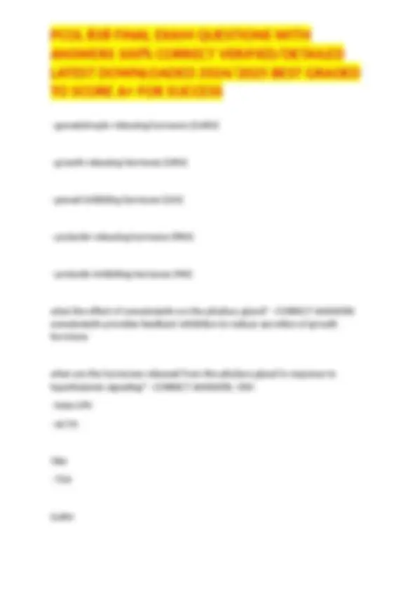 PCOL 838 Final Exam Questions and Answers: Insulin, Glucagon, and ...