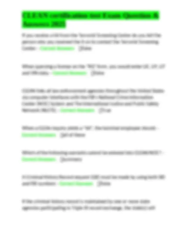 Clean Certification Test CLEAN certification test Exam Question & Answers 2025 | Exams Nursing ...