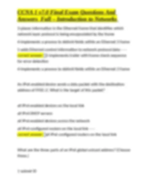 CCNA 1 v7.0 Final Exam Questions and Answers: Introduction to Networks ...