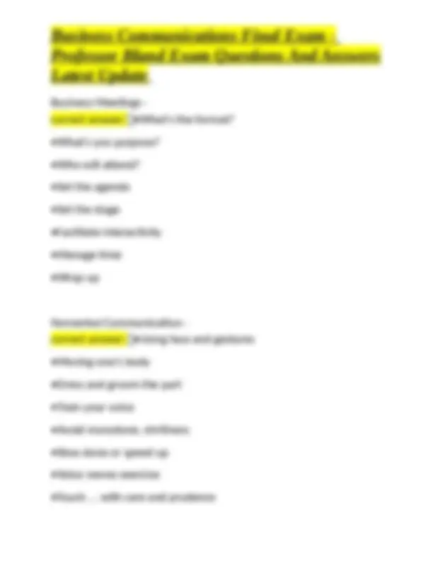 Business Communications Final Exam Questions and Answers | Exams ...