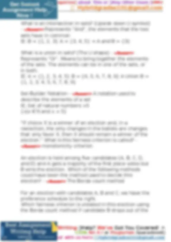 MGF 1106 Mathematics for Liberal Arts Final Exam Practice Test Review ...