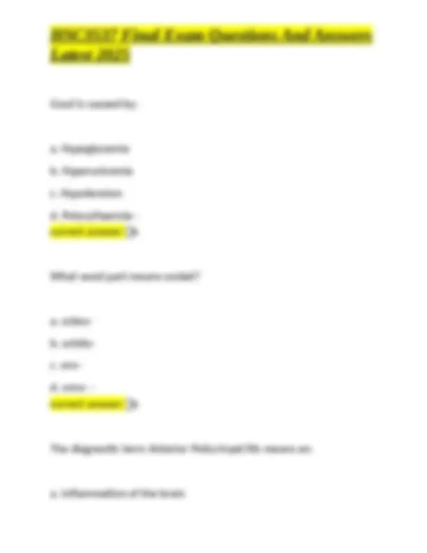 HSC3537 Final Exam Questions And Answers: Medical Terminology | Exams ...