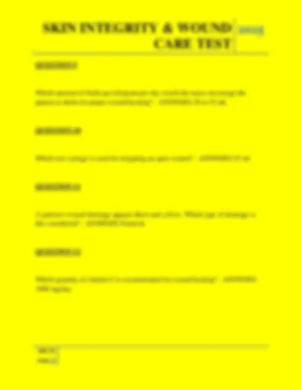 Integrity Skin Tester Interface Skin Integrity & Wound Care Test: Multiple Choice Questions and Answers ...