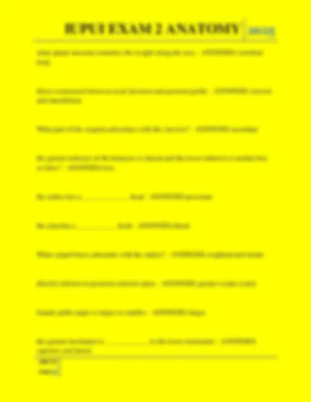 IUPUI EXAM 2 ANATOMY QUESTIONS AND ANSWERS 2025 | Exams Nursing | Docsity