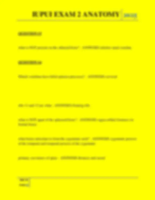 IUPUI EXAM 2 ANATOMY QUESTIONS AND ANSWERS 2025 | Exams Nursing | Docsity