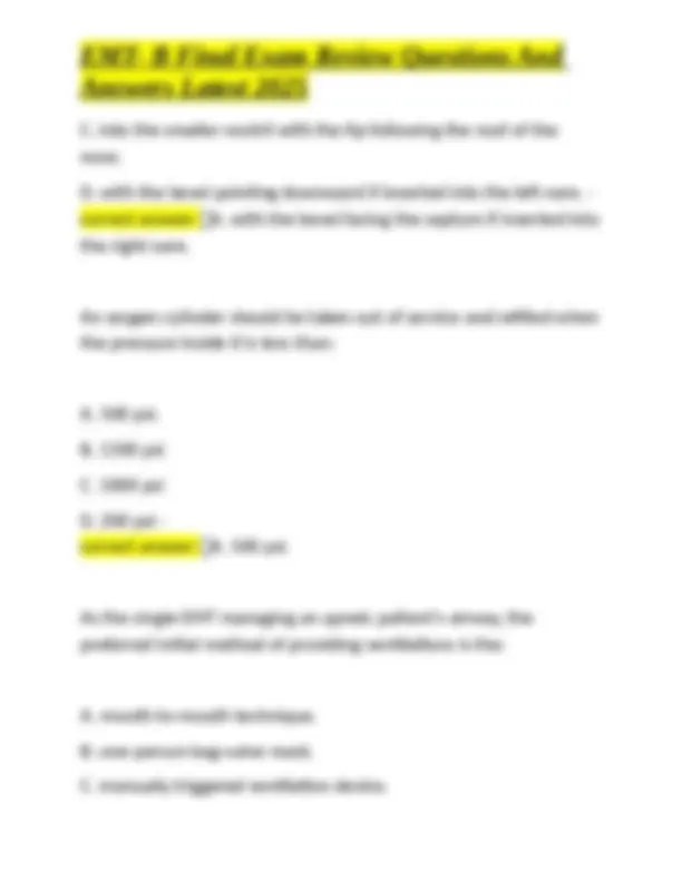 EMT-B Final Exam Review Questions and Answers: Latest 2025 | Exams ...