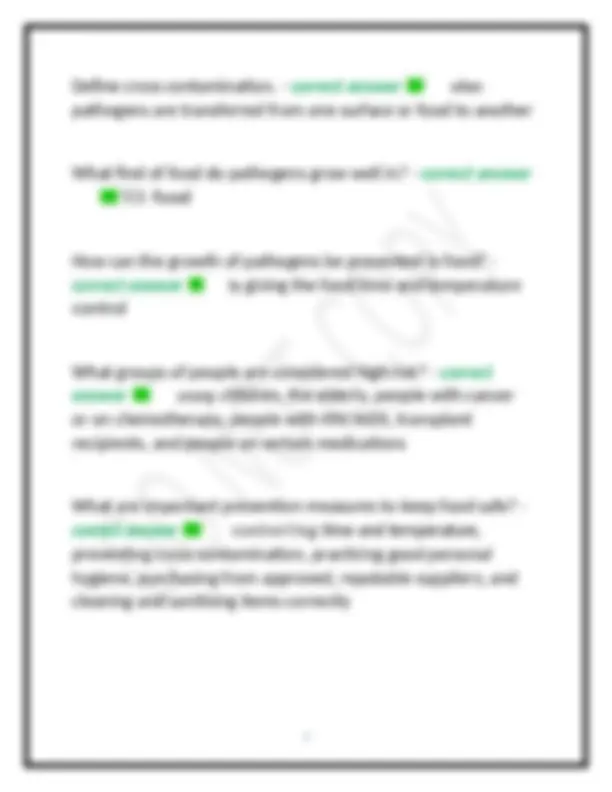 ServSAFE 7th Edition Exam Questions and Answers: Food Safety ...