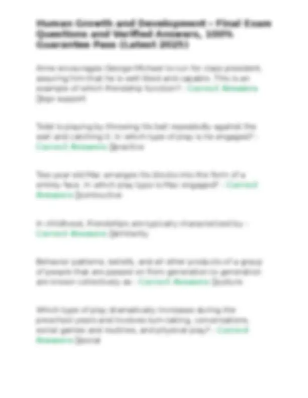 Human Growth and Development - Final Exam Questions and Answers | Exams ...
