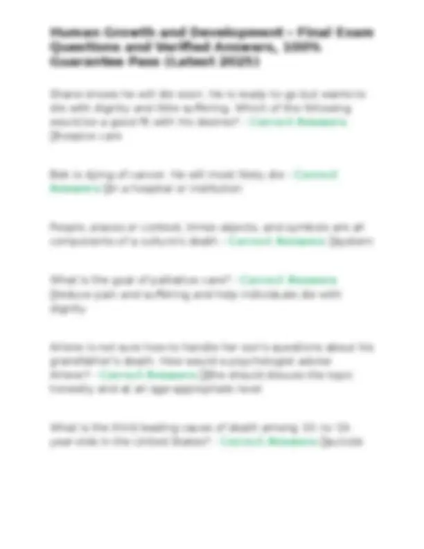 Human Growth and Development - Final Exam Questions and Answers | Exams ...