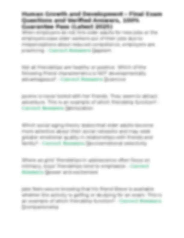 Human Growth and Development - Final Exam Questions and Answers | Exams ...