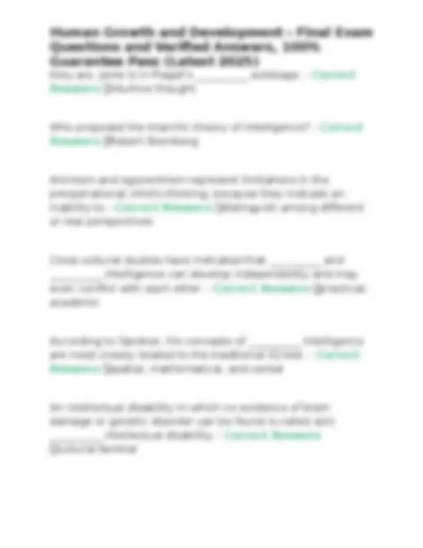 Human Growth and Development - Final Exam Questions and Answers | Exams ...