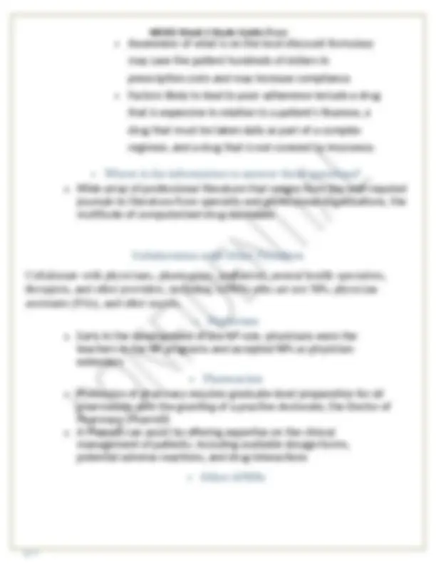NR565 Week 2 Study Guide: The Role of the Nurse Practitioner as ...