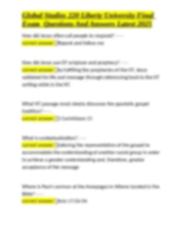 Global Studies 220 Liberty University Final Exam Questions And Answers ...