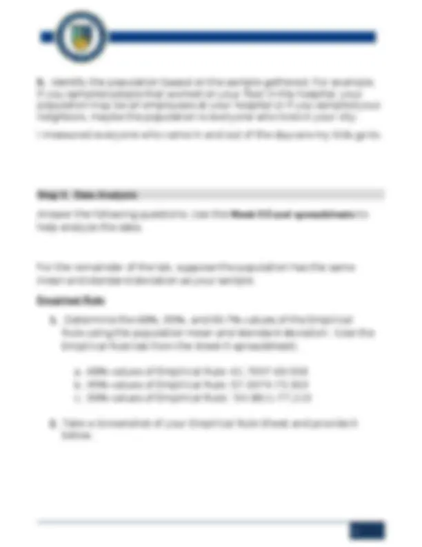 MATH225 Week 5 Lab Assignment: Data Analysis and Empirical Rule ...