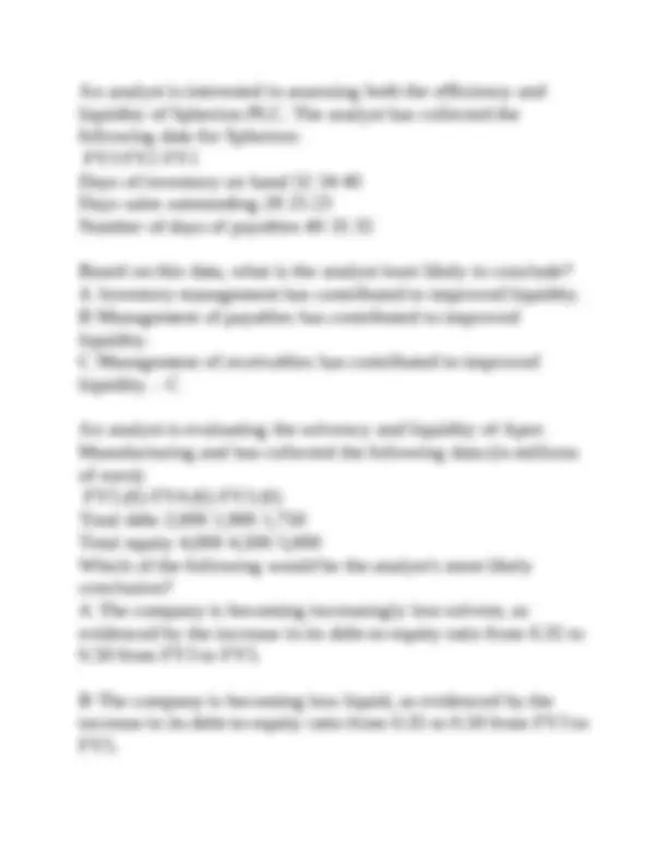 Financial Statement Analysis Exam Review Questions with Complete ...