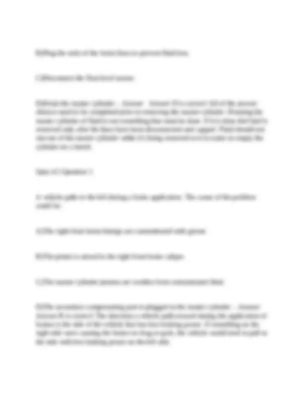 ASE (Entry Level Technician Prep) - Brakes A5: Questions and Answers ...
