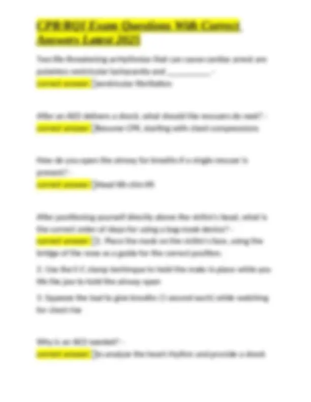 Cpr Rqi Questions CPR/RQI Exam Questions With Correct Answers Latest 2025 | Exams ...