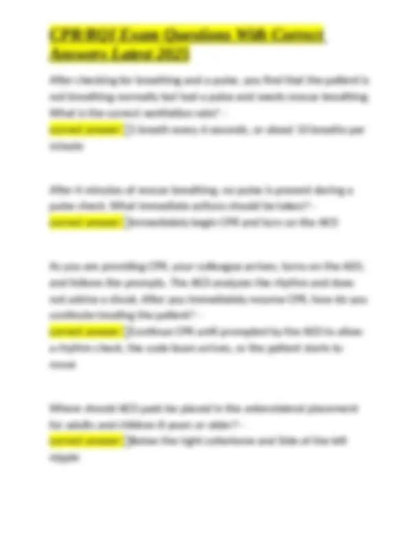 Cpr Rqi Questions CPR/RQI Exam Questions With Correct Answers Latest 2025 | Exams ...