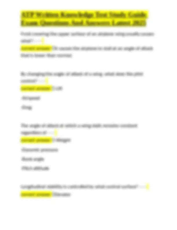 ATP Written Knowledge Test Study Guide: Exam Questions and Answers ...