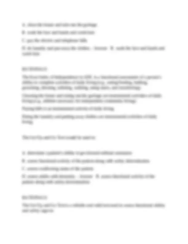 CH. 31 Functional Assessment of the Older Adult questions with correct ...