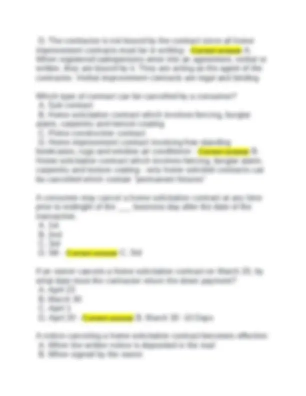 CSLB Contractor's Law Practice Test Part 2: Questions and Answers ...