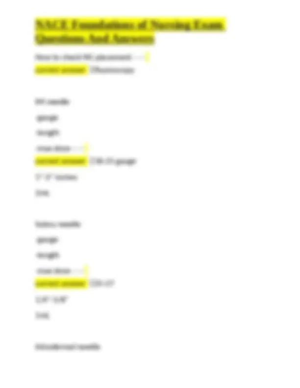 NACE Foundations of Nursing Exam Questions and Answers | Exams Nursing ...