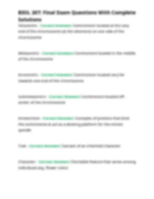 BIOL 207: Final Exam Questions With Complete Solutions - Genetics and ...