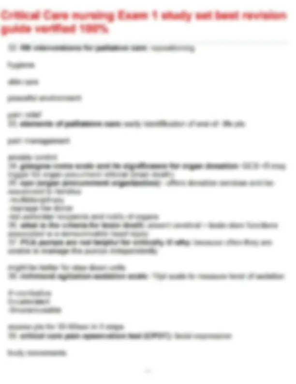 Critical Care nursing Exam 1 study set best revision guide verified 100 ...