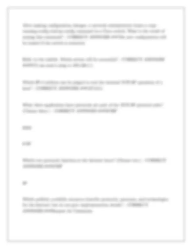CCNA 1 Final Exam Questions and Answers | Exams Computer Science | Docsity