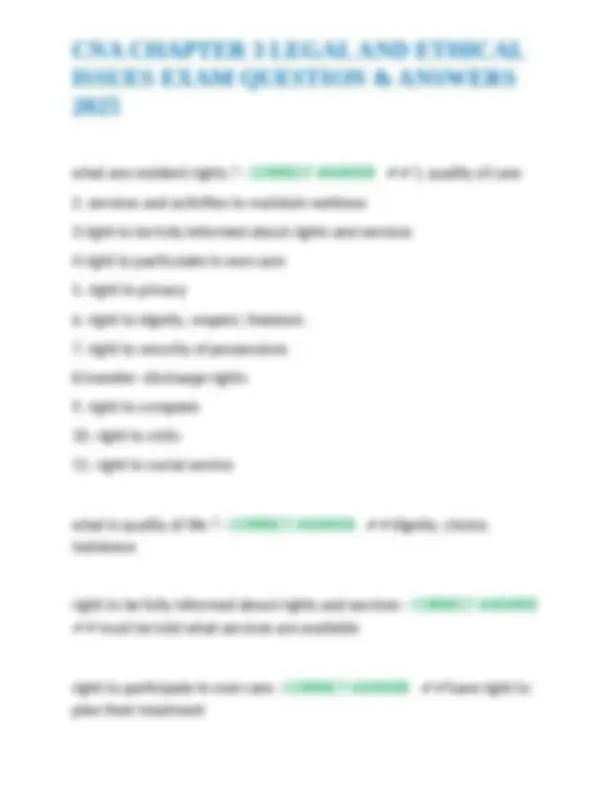 CNA Chapter 3: Legal and Ethical Issues Exam Questions and Answers ...